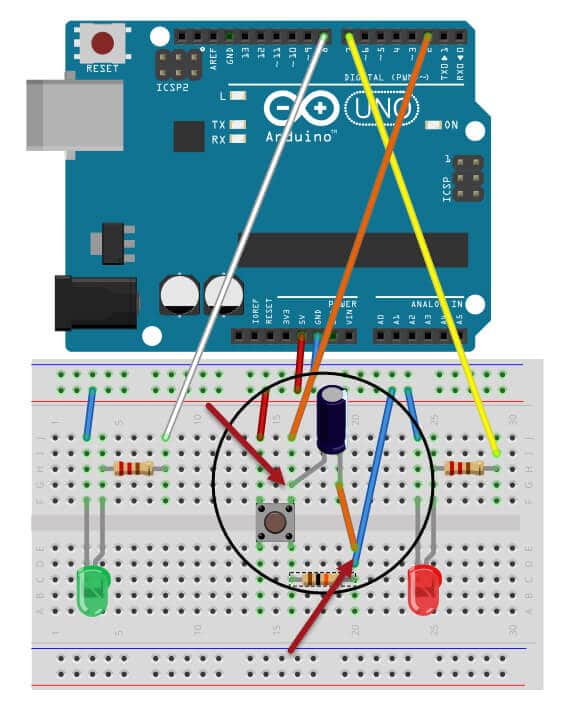 bounce debounce arduino projeto switch button botão scratch